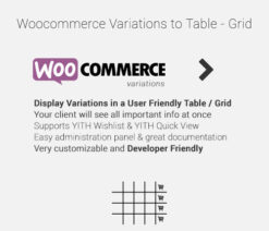 WooCommerce Variations to Table  Grid