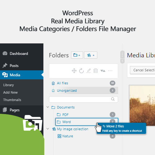 WordPress Real Media Library  Media Categories / Folders File Manager